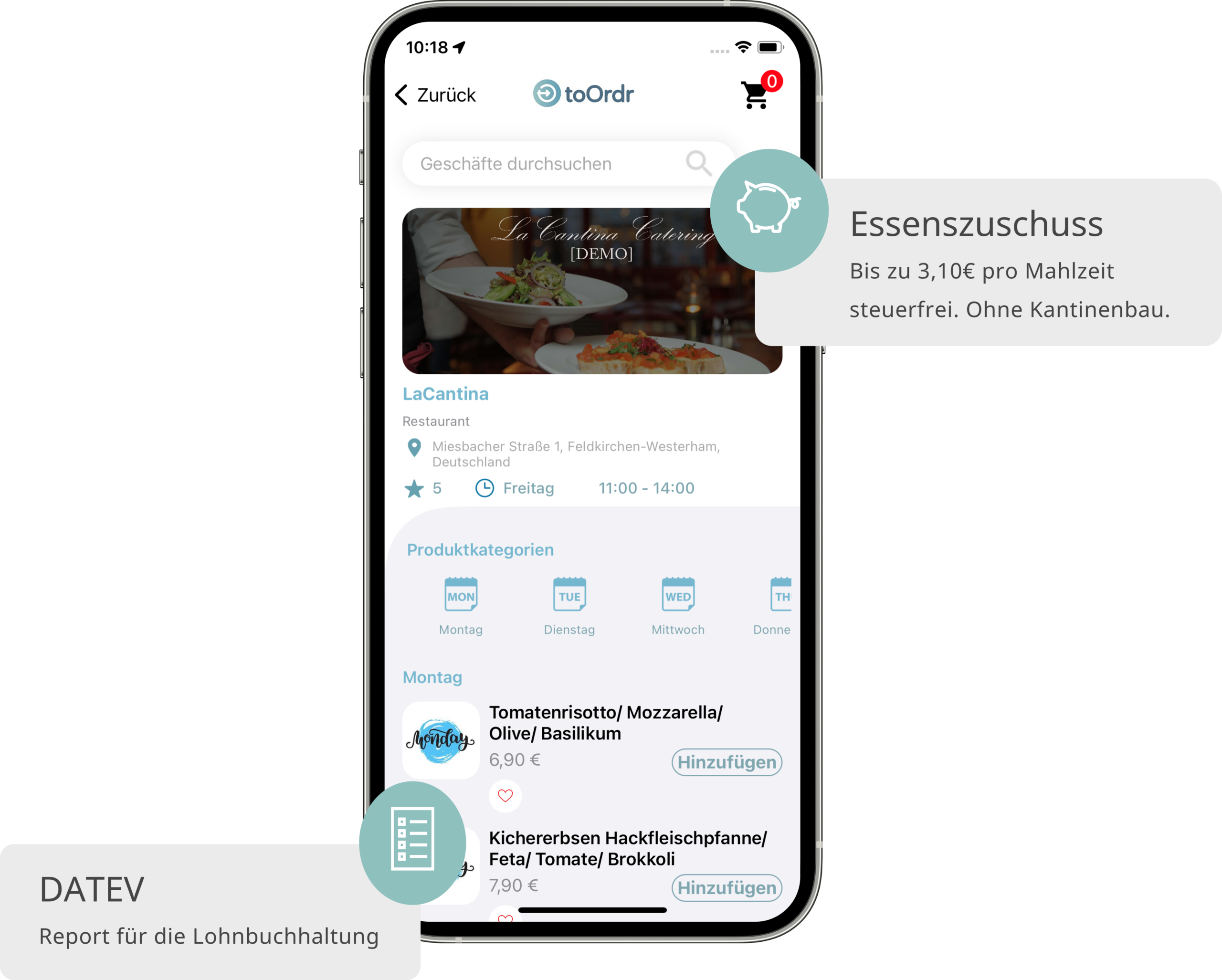 Zwei Vorteile von toOrdr: Essenszuschuss steuerfrei nutzen und DATEV-Report für die Lohnbuchhaltung automatisch erhalten